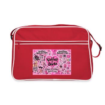 Vielfalt ist Stärke Herzdesign - Retro Tasche - Rot/Weiß - Vorne