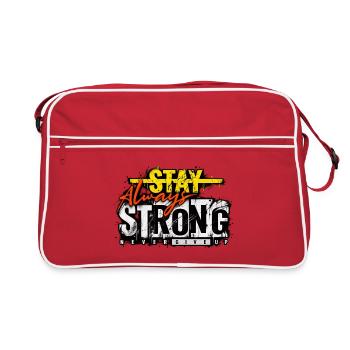 Stay Strong Never Give Up – Motivation Streetwear - Retro Tasche - Rot/Weiß - Vorne