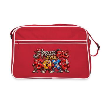 Ich kann nicht, ich boxte – Boxerhumor - Retro Tasche - Rot/Weiß - Vorne