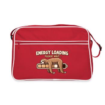 Energy Loading – Lustiges Faultier Akku Design - Retro Tasche - Rot/Weiß - Vorne
