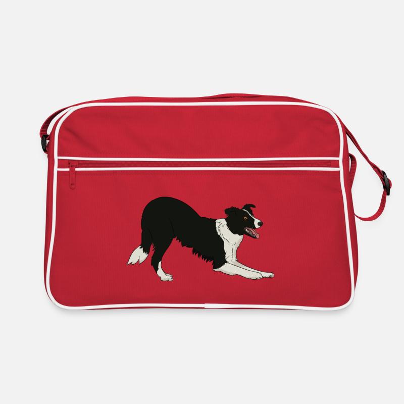 Border Collie - Sac Retro - rouge/blanc