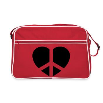 Frieden & Liebe - Retro Tasche - Rot/Weiß - Vorne