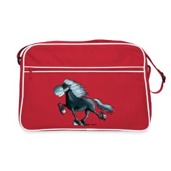 "Power Tölter" - Isländer - Isi - Islandpferd - Retro Tasche - Rot/Weiß - Vorne