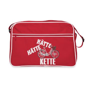 Spruch Hätte Hätte - Fahrrad - Kette - Retro Tasche - Rot/Weiß - Vorne