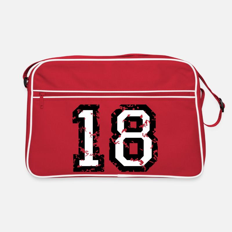 Le numéro dix-huit, - No. 18 (deux couleurs) blanc - Sac Retro - rouge/blanc