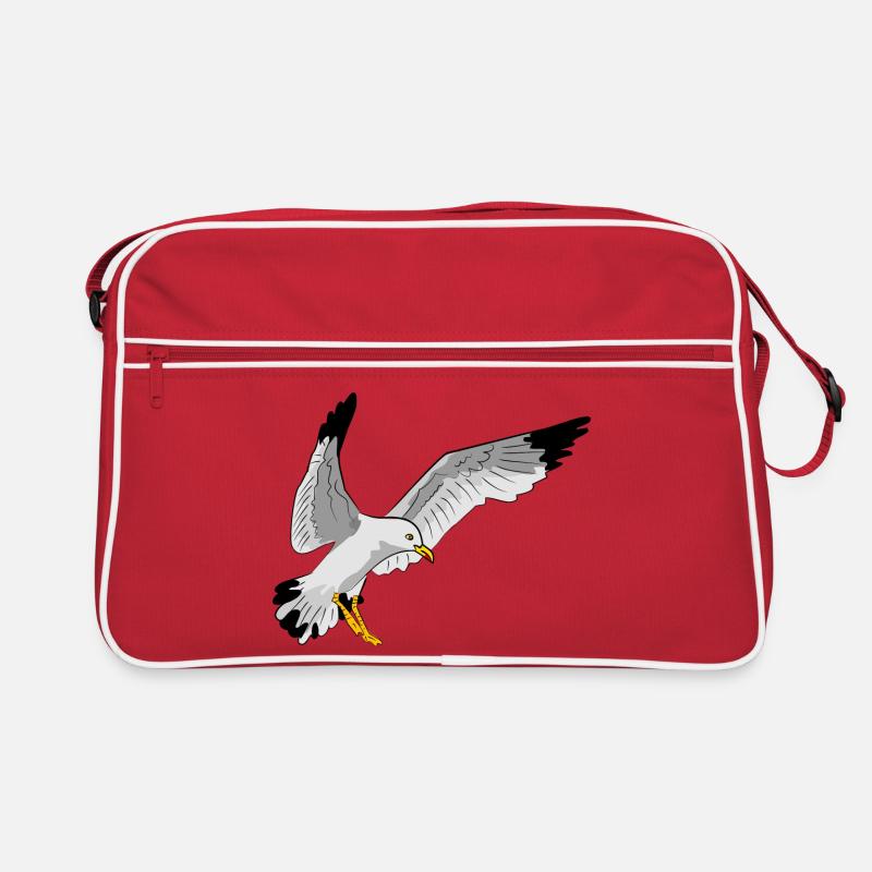 Stilvolle Seevogel Silhouette einer Möwe Retro Tasche