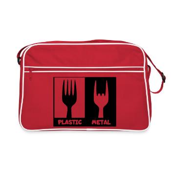 Plastic versus heavy metal. metal, hard rock # - Retro Bag - red/white - Front