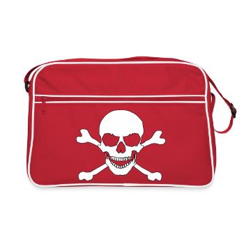 Skull and crossed bones - Retro Bag - red/white - Front