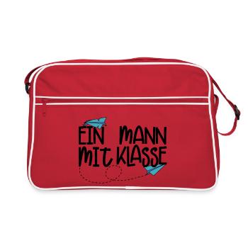 Ein Mann mit Klasse - (schwarz) - Retro Tasche - Rot/Weiß - Vorne