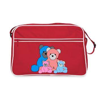 Teddy family - Retro Bag - red/white - Front