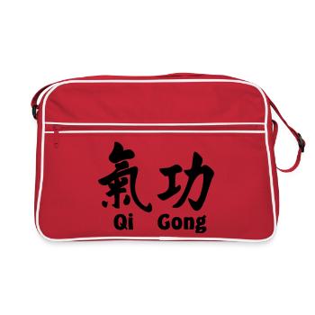 QI gong script avec texte horizontal - Sac Retro - rouge/blanc - Devant