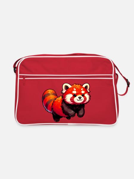 Kleiner Panda - Retro Tasche - Rot/Weiß - Vorne