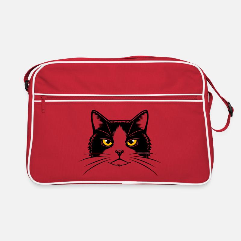 Illustration des Kopfes einer Katze. Retro Tasche
