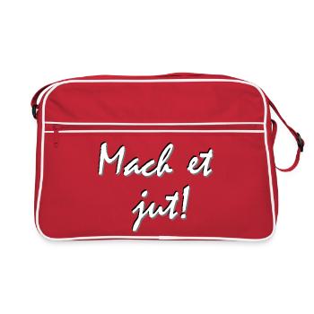 mach et jut, Ruhrpott Dialekt Ruhrgebiet lustig - Retro Tasche - Rot/Weiß - Vorne