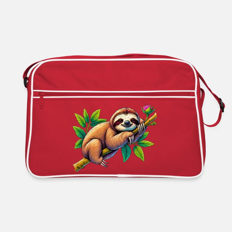Faultier - Retro Tasche - Rot/Weiß