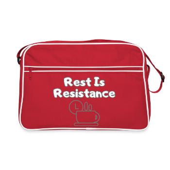 Rest Is Resistance – Anti-Stress Statement Tee - Retro Bag - red/white - Front