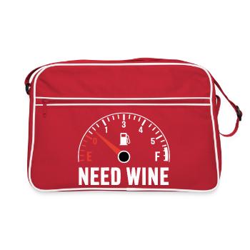 Tank empty – need wine now! - Retro Bag - red/white - Front