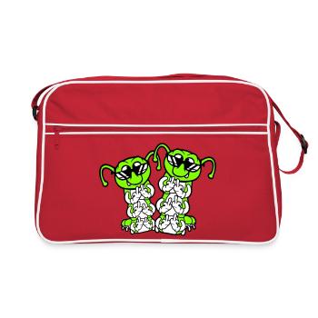 2 Caterpillar Middle Finger Insult Sunglasses Team - Retro Bag - red/white - Front