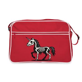 Licorne squelette avec art de fantasy d’horreur sombre - Sac Retro - rouge/blanc - Devant