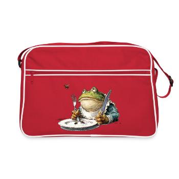 Frog gallant at the dining table - Retro Bag - red/white - Front