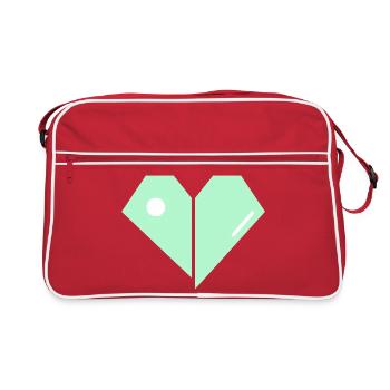 Mint Heart Split Minimalist - Retro Bag - red/white - Front