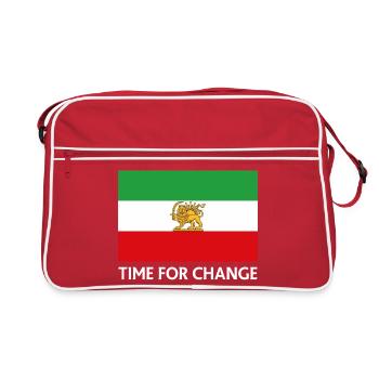 Zeit für Veränderung Iran-Flagge - Retro Tasche - Rot/Weiß - Vorne