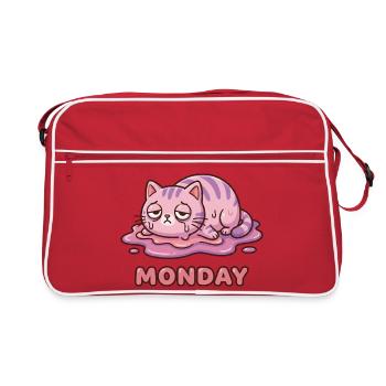 I Hate Mondays - Cute Exhausted Kitty - Retro Bag - red/white - Front