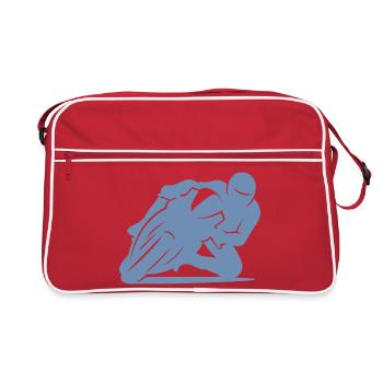 Silhouette minimaliste de moto de course - Sac Retro - rouge/blanc - Devant