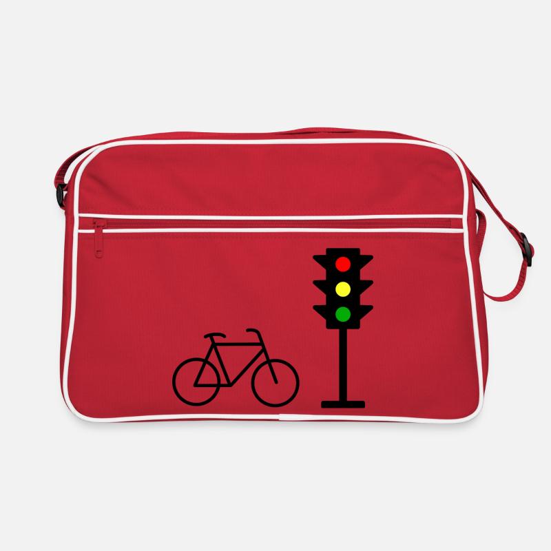 Empreinte de feu de circulation avec vélo Sac Retro