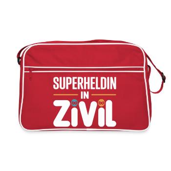 Superheroine In Civilian Superhero Superhero Costume - Retro Bag - red/white - Front