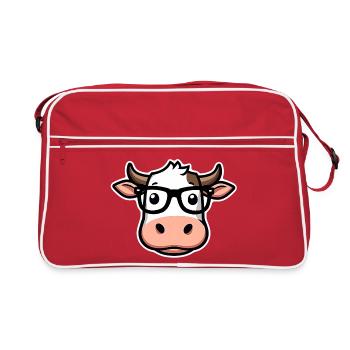 Vache avec des lunettes - Sac Retro - rouge/blanc - Devant