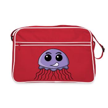 Lilac Jellyfish Cartoon - Retro Bag - red/white - Front