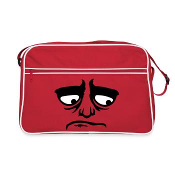 Mürrisches Trauriges Enttäuschtes Gesicht Lustig - Sac Retro - rouge/blanc - Devant