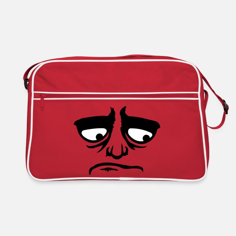 Grumpy sad disappointed face funny Retro Bag