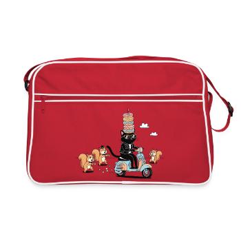 Motif drôle de chat en forme de trottinette en forme de Chat en Donut Crown - Sac Retro - rouge/blanc - Devant