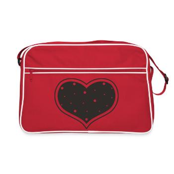 Heart Dotted – Minimalist Heart Design - Retro Bag - red/white - Front