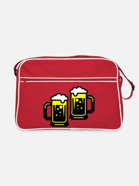 Bier Prost Symbol - Retro Tasche - Rot/Weiß - Vorne