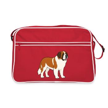 Illustration colorée d’un chien Saint-Bernard - Sac Retro - rouge/blanc - Devant