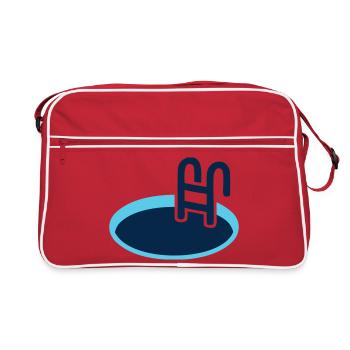 Eisbad Pool Schwimm Logo - Retro Tasche - Rot/Weiß - Vorne