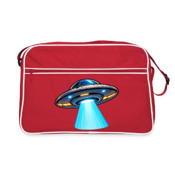 UFO Lichtstrahl Alien-Design - Retro Tasche - Rot/Weiß - Vorne