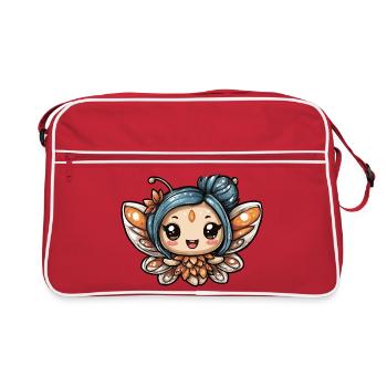 Blumenelfe mit blauer Mähne - Retro Tasche - Rot/Weiß - Vorne