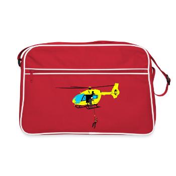 Hubschrauber Helikopter Helicopter Pilot Spotter - Retro Tasche - Rot/Weiß - Vorne