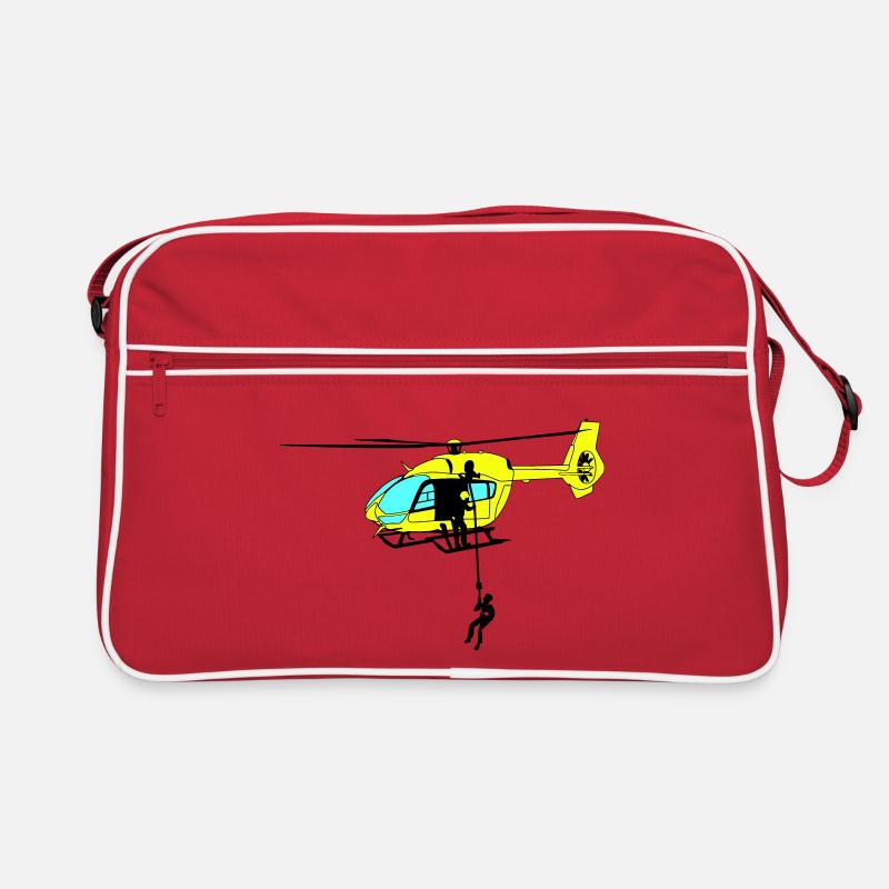 Hubschrauber Helikopter Helicopter Pilot Spotter - Retro Tasche - Rot/Weiß