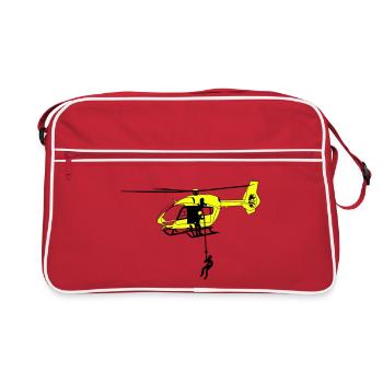Hubschrauber Helikopter Helicopter Pilot Spotter - Retro Tasche - Rot/Weiß - Vorne