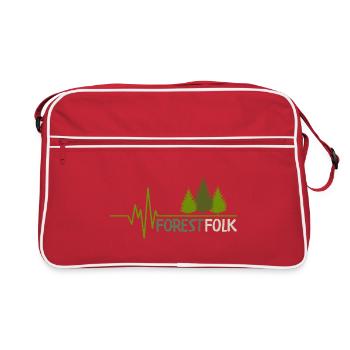 Forest Folk Logo mit Herzschlag - Retro Tasche - Rot/Weiß - Vorne