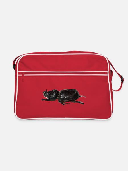Nashornkäfer - Retro Tasche - Rot/Weiß - Vorne