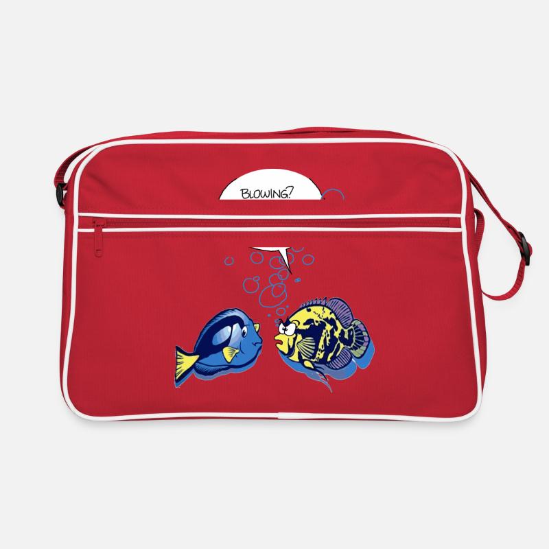Fisch Blowing - Retro Tasche - Rot/Weiß