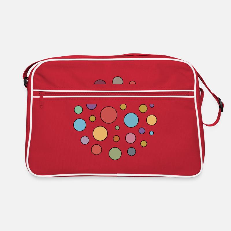Bunte Punkte - Retro Tasche - Rot/Weiß