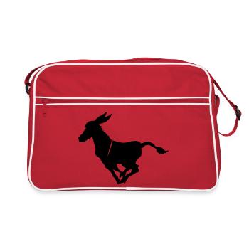 Süßer Esel im Galopp Grautier  - Retro Tasche - Rot/Weiß - Vorne