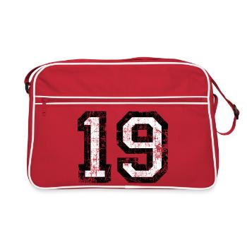 Number 19 number nineteen 19th birthday nineteenth - Retro Bag - red/white - Front